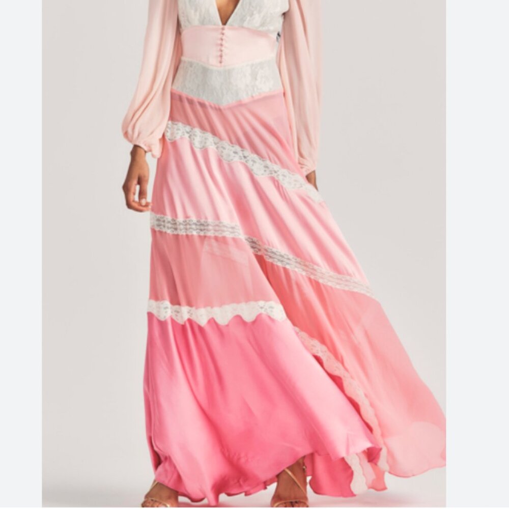 Loveshackfancy Women's Kinsler Lace-trimmed Satin And Chiffon Maxi Dress In Pink